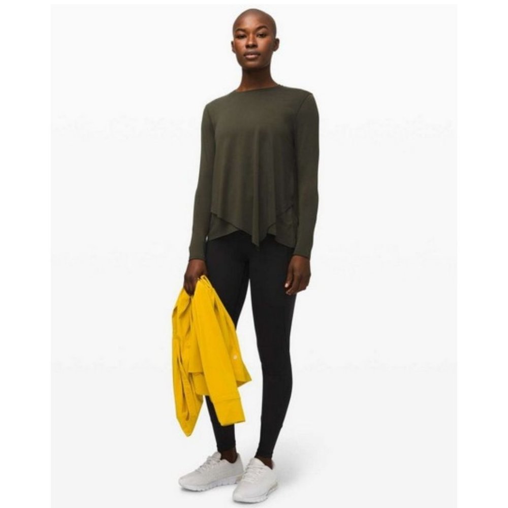 Lululemon Sweetest Day Long Sleeve Dark Olive Size 6 Slim Fit